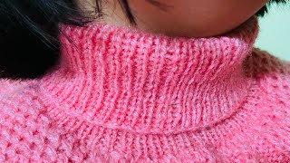 High neck knitting for Lsize women’s sweaters  round neck  high neck  how to knit high neck [upl. by Dukey]