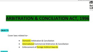 Arbitration amp Conciliation Act 1996  ADR [upl. by Ahsikyw569]