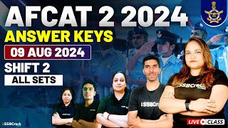 AFCAT 2 2024 Exam  Answer Keys Fully Solved  09 August 2024  Shift 2 All Sets [upl. by Rehpotirhc359]