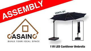 11ft Cantilever LED Umbrella Assembly Instructions [upl. by Mistrot]