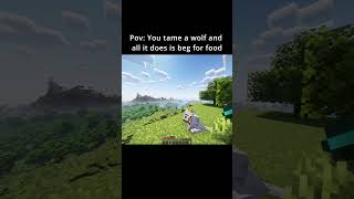 Minecraft Tamed Wolf Begs For Food [upl. by Spurgeon]