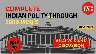 Indian Polity Test 70  Indian Polity  UPSC  Test 70100 [upl. by Oironoh]