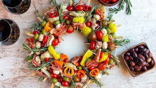 Antipasto Wreath Charcuterie Skewers  Ultimate Holiday Appetizer [upl. by Farhi]