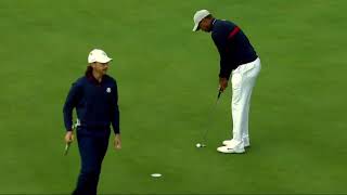 Tiger Woods Sticks It Close to Birdie No 2 in Opening Match  2018 Ryder Cup [upl. by Ahseila]