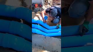 Outdoor pvc 4quot drain line connection🛠️ professionalplumbing plumbingpvcdrainagepipe [upl. by Pantia461]