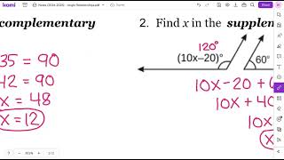 Geometry  Angle Pairs Adjacent Supp Comp Linear Pairs Vertical Angles [upl. by Haidebej]