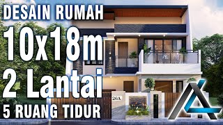 DESAIN RUMAH 10 x 18 meter I SURAKARTA – 3D ANIMASI RUMAH MINIMALIS 2 LANTAI [upl. by Yllen]