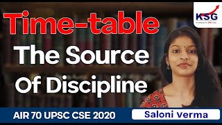 Timetable The Source Of Discipline  Saloni Verma AIR 70  KSG INDIA [upl. by Becca]