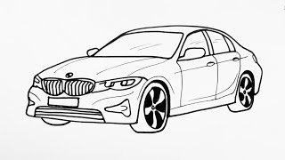 How To Draw Bmw Car Step By Step  Sport car drawing  Bmw Drawing step by step [upl. by Allecram72]