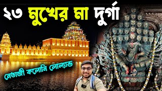 ২৩ মুখের দুর্গা দক্ষিণ ভারতের মন্দিরে😌Baranagar Netaji Colony Lowland Durga Puja FInal Look 2024 [upl. by Anawk]