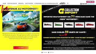 COMMENT IMPORTER COLLECTION DE VEHICULE THE CREW 2 DANS THE CREW MOTORFEST COLLECTION IMPORT TCM [upl. by Avahc]