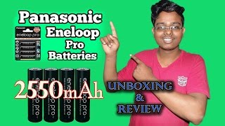 Panasonic Eneloop Pro upto 2550mAh 4xAA Rechargeable NiMH Battery UNBOXING amp REVIEW [upl. by Namialus482]