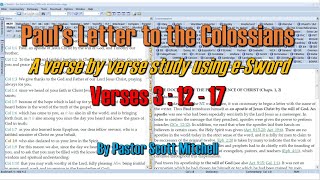 Colossians Verse by Verse Study 31217 Pastor Scott Mitchell [upl. by Albarran]