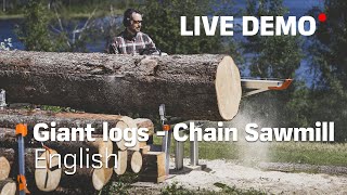 LOGOSOL  Live Demo  Giant logs  Chain Sawmill [upl. by Alika425]