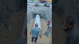 Cement pipe laying process Good tools and machinery make work easy [upl. by Hulbig]