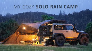 SOLO Car Camping in RAIN  Cozy Relaxing with my Dog  Sleep in a tent [upl. by Jemie]