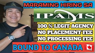 PAANO MAGAPPLY SA IPAMS BOUND TO CANADALEGIT AGENCY  LATEST JOB VACANCIES [upl. by Ecneitap640]