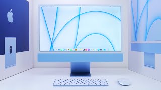 Apple M1 iMac 24inch 2021 Unboxing and Setup UAE Blue Retail Variant [upl. by Siraj]