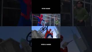 comparación Peter Parker y Peter B Parker spiderman milesmorales spiderverse peterparker [upl. by Seely414]