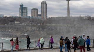 2024 SOLAR ECLIPSE  Crowds begin to gather in Niagara Falls [upl. by Niad392]