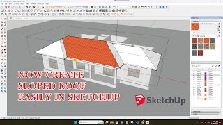 How to Create Slope Roof Easily without Plugins  Sketchup [upl. by Varion]