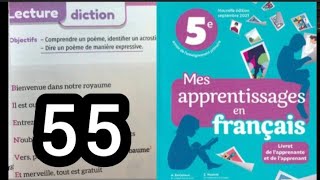 mes apprentissages en français 5 AP page 55 poème bienvenue [upl. by Onileba]