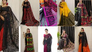 Beautiful jamdani saree collection black colour jamdani saree design black colour saree [upl. by Jilleen253]