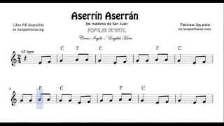 Aserrín Aserrán Partitura de Corno Inglés [upl. by Eda]