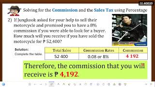 MATATAG GRADE 7 MATHEMATICS 👉Solve money problems involving Commission Commission Rates amp sales Tax [upl. by Divine]