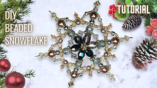 Beaded Snowflake  How to Make a Christmas Ornament  Curated Bead Box [upl. by Sibie]