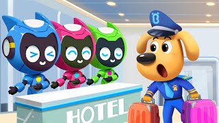 Robot Hotel  Police Chase  Funny Cartoons for Kids  DrAntel Cartoon  Sheriff Labrador  BabyBus [upl. by Spurgeon]