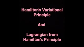 HAMILTONS VARIATIONAL PRINCIPLELAGRANGIAN EQUATION FROM HAMILTONS PRINCIPLEIN HINDIBSc1stYEAR [upl. by Anij]