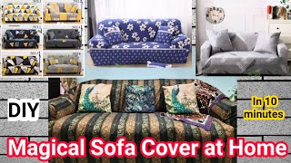 How to make Magical sofa Cover cutting and stitching at home  Sofa Cover idea  Colorful Sofa Cover [upl. by Mattox114]