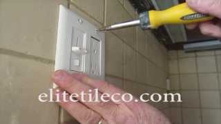 How to tile around an electrical outlet Kitchen backsplash [upl. by Tecil]