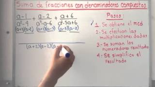 Suma de fracciones con denominadores compuestos  Ejercicio 2 [upl. by Ettennej]