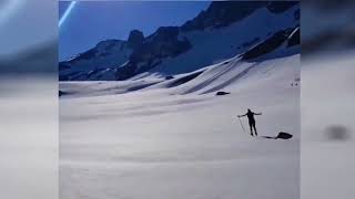 Cross country skiing Cormet de Roselend in May [upl. by Shepperd]