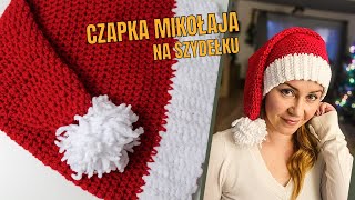 Czapka Świętego Mikołaja na szydełku Szydełkowy tutorial świąteczny [upl. by Eerihs]