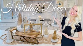 HOLIDAY DECOR IDEAS CHRISTMAS KITCHEN DECORATE WITH ME  DIY Wreath Centerpiece amp Glass Jars [upl. by Oech]