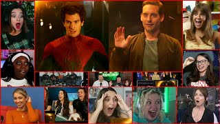 SpiderMan No Way Home Andrew Garfield and Tobey Maguire entry scene Reaction Compilation [upl. by Takashi944]