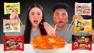 Trying Every KOREAN SPICY Ramen Noodle Flavor PART 2 [upl. by Eliga]