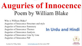 Auguries of Innocence by William Blake In urdu and Hindi Auguries of Innocence Summary and Analysis [upl. by Ilbert]