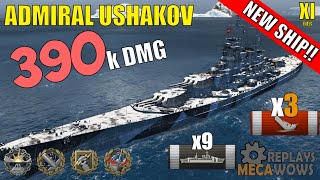 NEW Admiral Ushakov 3 Kills amp 390k Damage  World of Warships Gameplay [upl. by Ahsemit687]