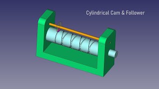 FreeCAD Tutorial Assembly 4  Cylindrical Cam and Follower Mechanism amp Animation Assembly4 [upl. by Tutankhamen412]