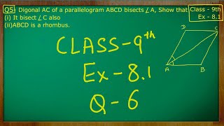 Class  9th Maths  Quadrilaterals  Ex 81 Q no 6 solved ncert cbse [upl. by Ria]