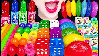 ASMR Rainbow Dessert Dice Candy Edible lipstick 먹는 립스틱 주사위 사탕 레인보우 디저트 먹방 Mukbang Eating [upl. by Harihs]