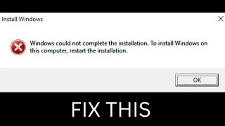 Windows could not complete the installation to install windows on this computer restart installation [upl. by Ambrosia]