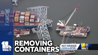 Crews work to remove containers from Dali ship reopen channel [upl. by Millie264]