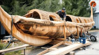 Man Turns Massive Tree into Amazing Boat  Start to Finish Build By OutbackMike [upl. by Otsirave]