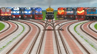 9 TRAIN CROSSING ON ONE BRANCH WITH MULTI CURVED CUT RAILROAD Train Videos Indian relrodtracks [upl. by Vic]