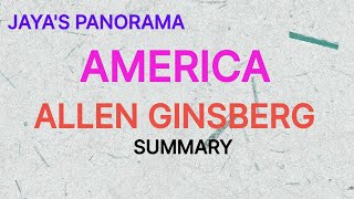 AMERICA  A POEM BY ALLEN GINSBERG  SUMMARY [upl. by Lopes]